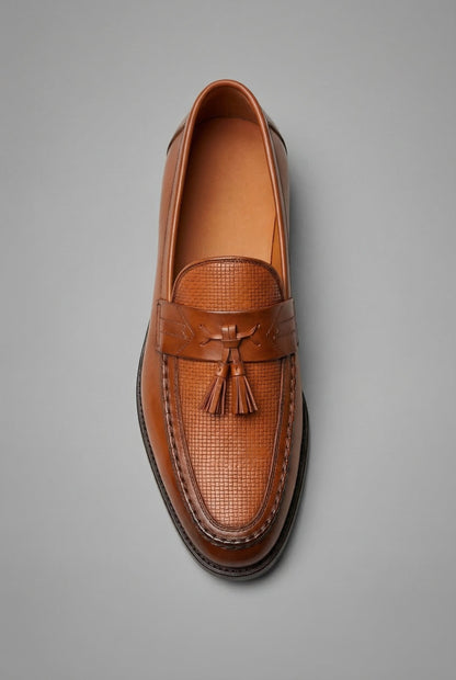 Men's Black Woven Tassel Loafers