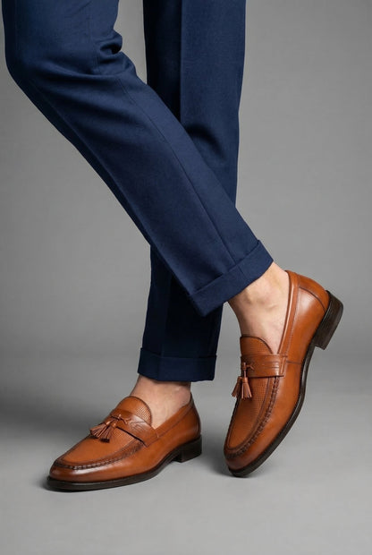 Men's Black Woven Tassel Loafers