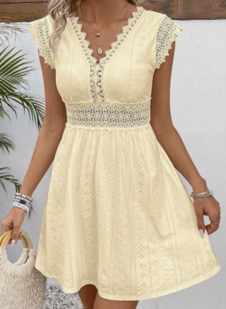 Floral Lace Detail A-Line Cocktail Dress
