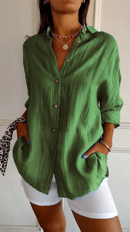Oversized Linen Shirt with Roll-Up Sleeves