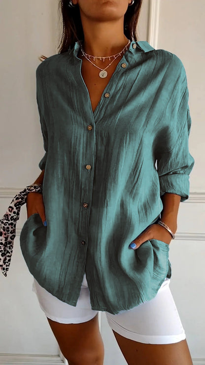 Oversized Linen Shirt with Roll-Up Sleeves
