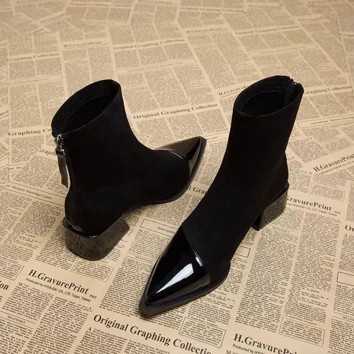 Sleek Mid Block Heel Ankle Boots