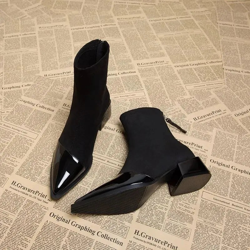 Sleek Mid Block Heel Ankle Boots