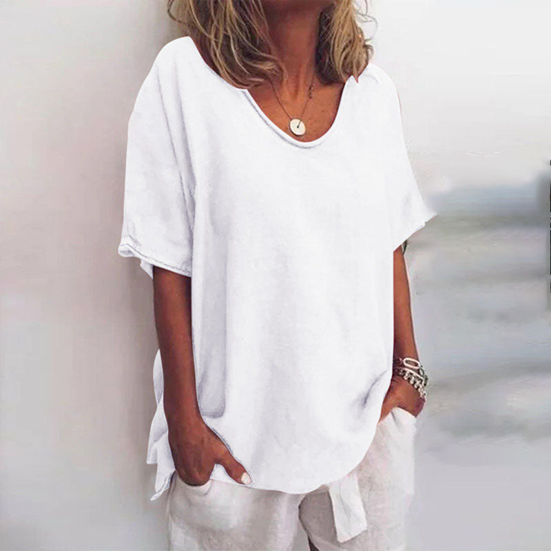 Oversized Linen Round-Neck Tee