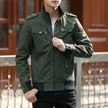 Zip-Through Rib-Trim Bomber Jacket