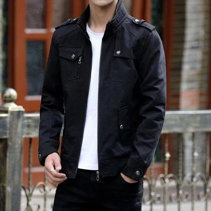 Zip-Through Rib-Trim Bomber Jacket