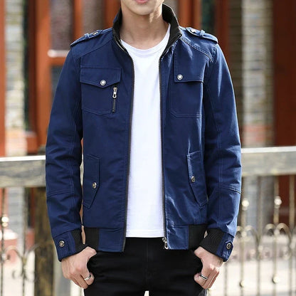 Zip-Through Rib-Trim Bomber Jacket
