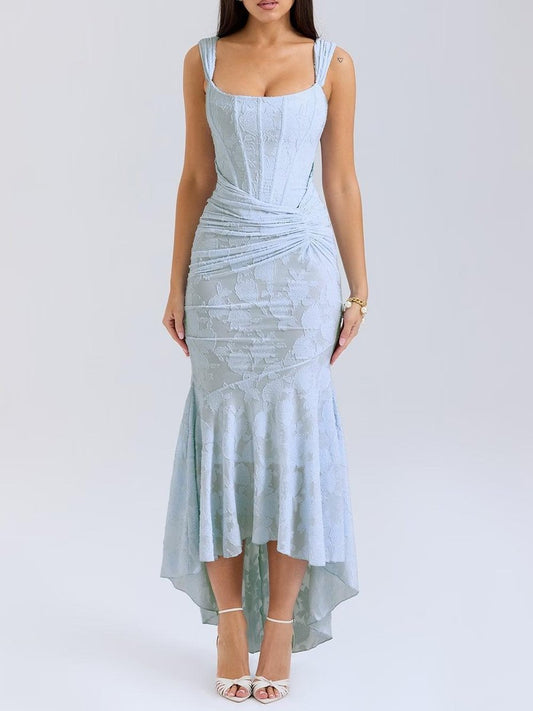 Corset Bodice Jacquard Mermaid Evening Dress