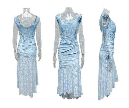 Corset Bodice Jacquard Mermaid Evening Dress