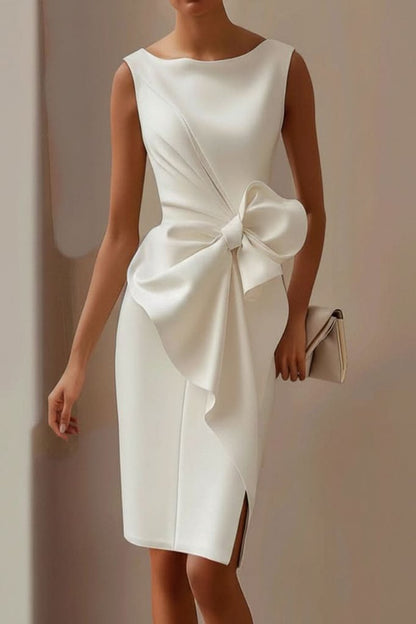 Bow Waist Sleeveless Midi Pencil Dress