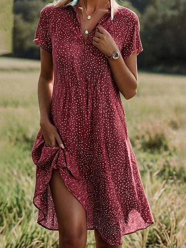 Polka-Dot Viscose Shirt Dress