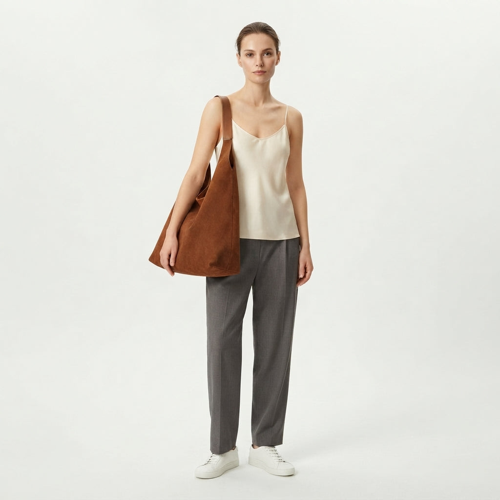 Relaxed Faux Suede Shoulder Bag