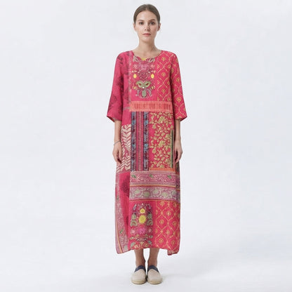Women's Bohemian Print Fluid Maxi Dress