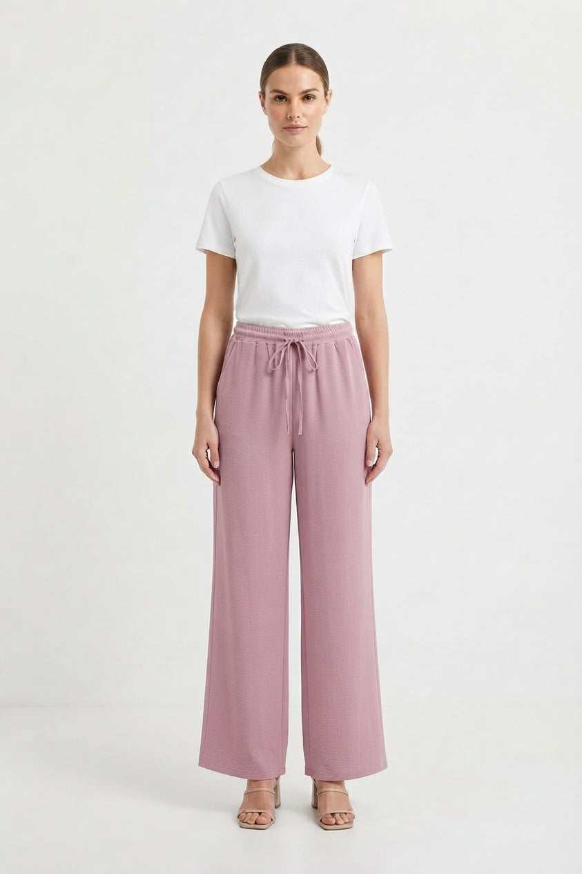 Easy-Wear Wide-Leg Drawstring Trousers
