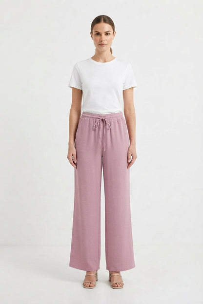 Easy-Wear Wide-Leg Drawstring Trousers