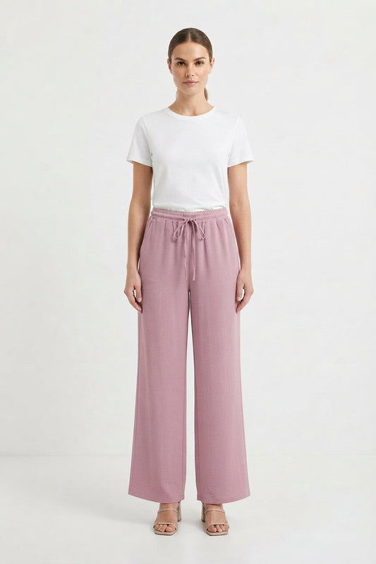 Easy-Wear Wide-Leg Drawstring Trousers