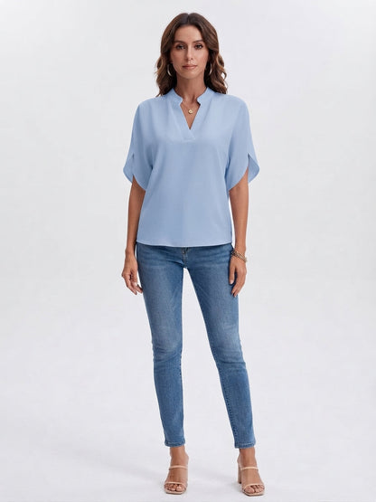 Split Sleeve V-Neck Blouse
