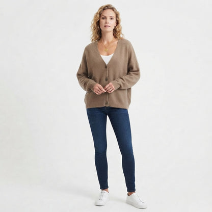 Fine-Gauge V-Neck Buttoned Cardigan