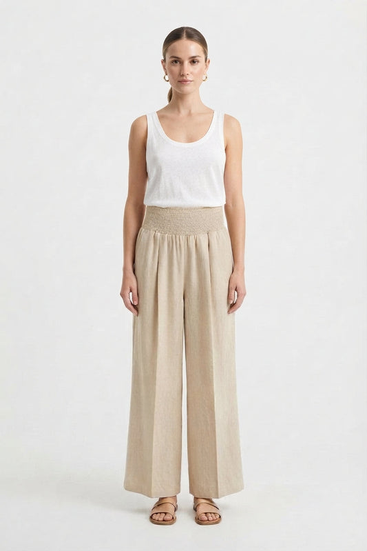 High-Waisted Pleated Wide-Leg Pants