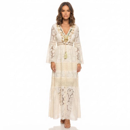 Boho Print Long Sleeve Maxi Dress