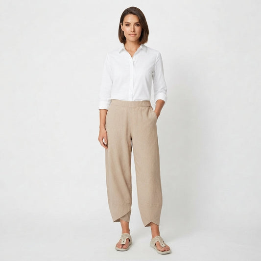 Relaxed Wide-Leg Cropped Trousers