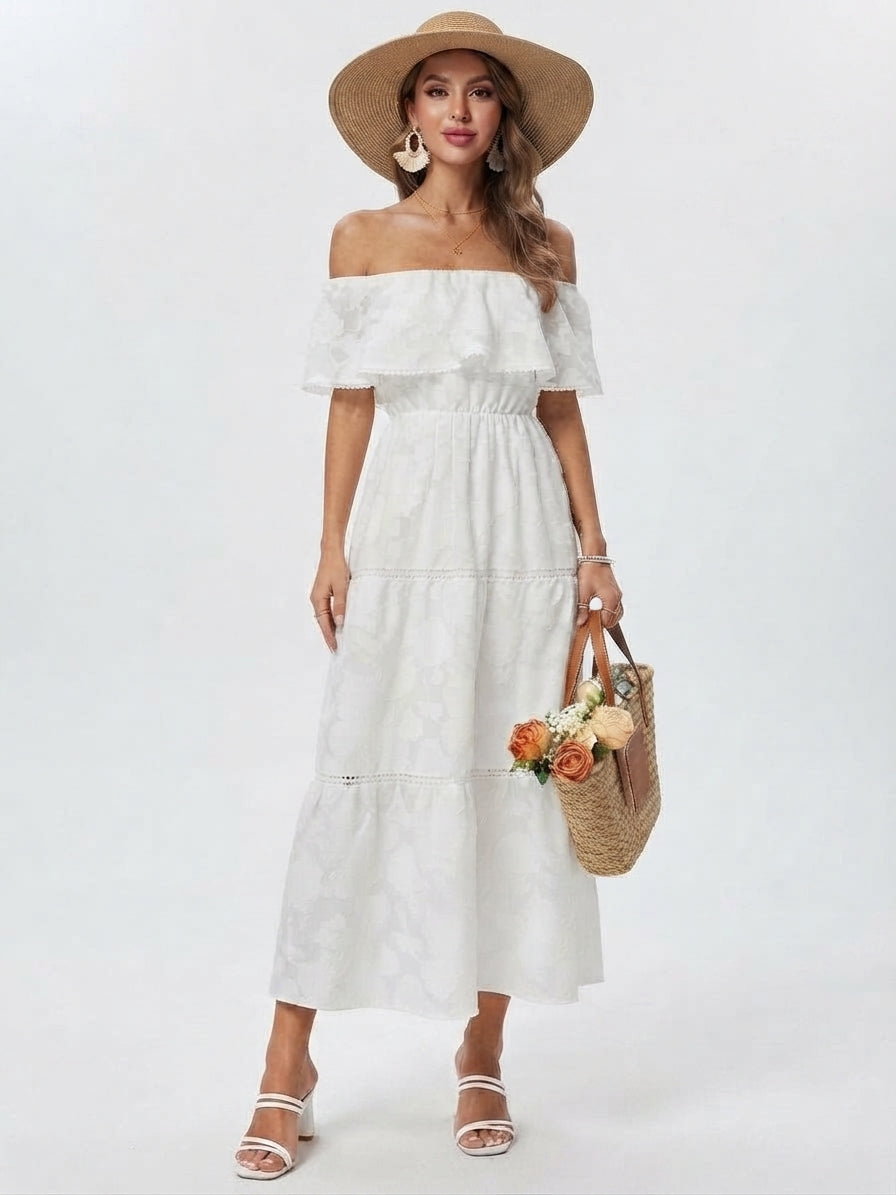 Women's Off-the-Shoulder Tiered Evening Maxi Dress