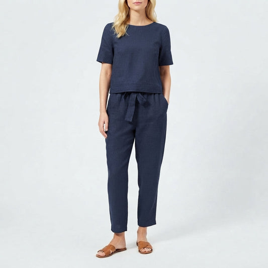 Women's Relaxed Tie-Belt Two-Piece Set