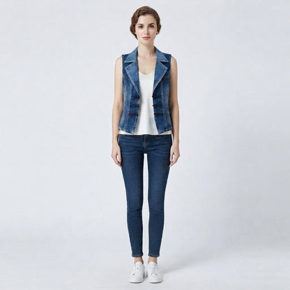 Relaxed Sleeveless Denim Vest Jacket