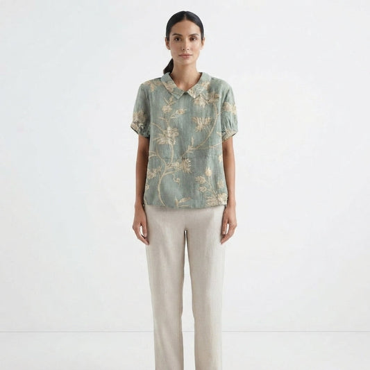 Casual Floral Collared Shirt