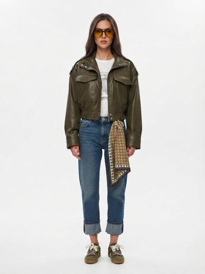 Asymmetric Zip Faux Leather Biker Jacket