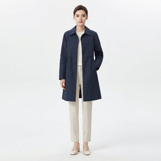 Structured Mid-Length Tailored Trench Coat