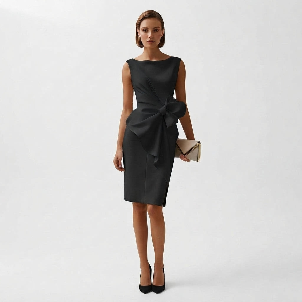 Elegant Bow Detail Midi Dress