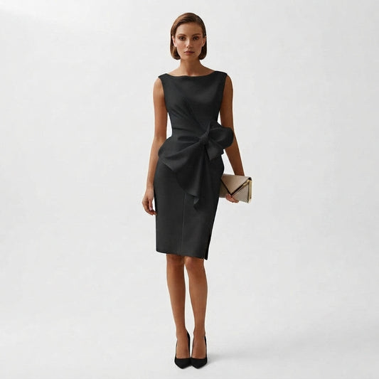 Elegant Bow Detail Midi Dress