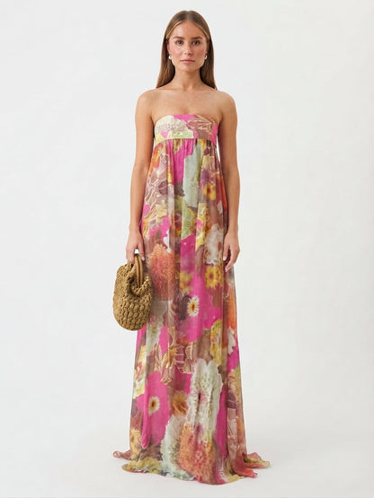 Strapless Floral Maxi Dress