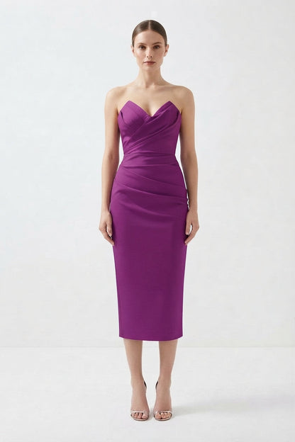 Tiered Ruffle Strapless Midi Dress