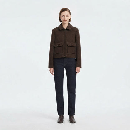 Cropped Zip-Through Bomber Jacket