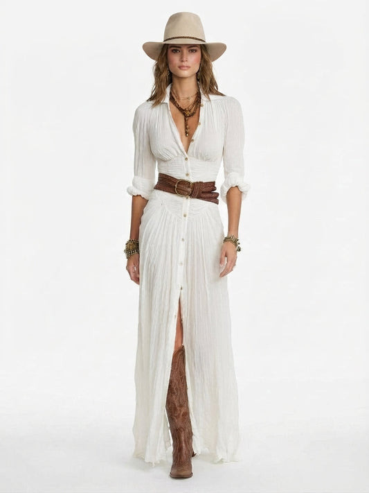 Fluid Drape Evening Maxi Dress
