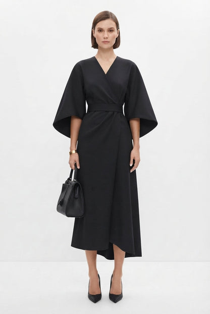 Kimono Sleeve Belted Midi Dress