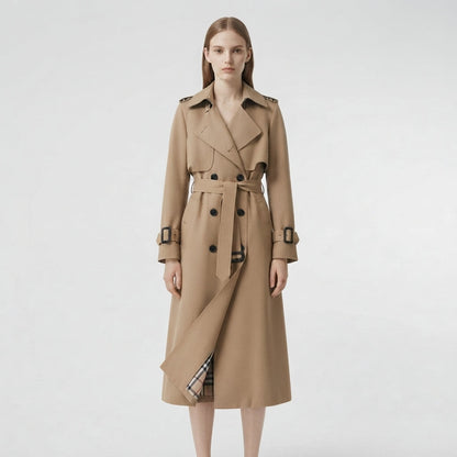 Belted Longline Double-Breasted Trench Coat