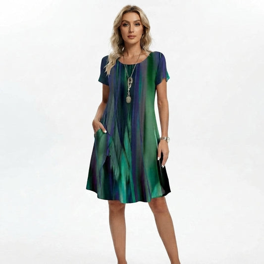 Floral Print Round Neck Midi Dress