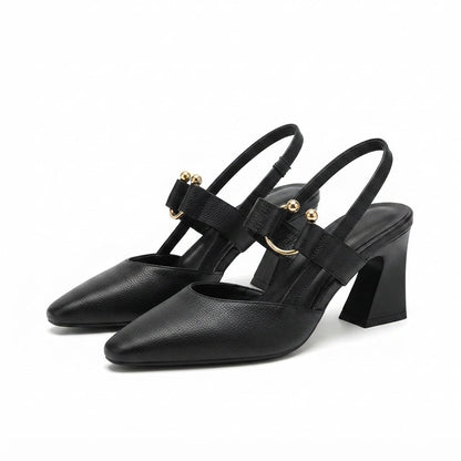 Pointed Block Heel Mary Jane Slingbacks