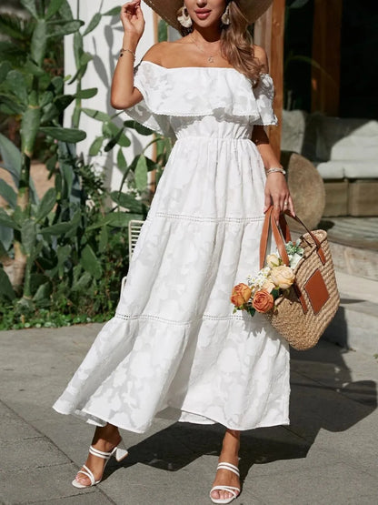 Women's Off-the-Shoulder Tiered Evening Maxi Dress