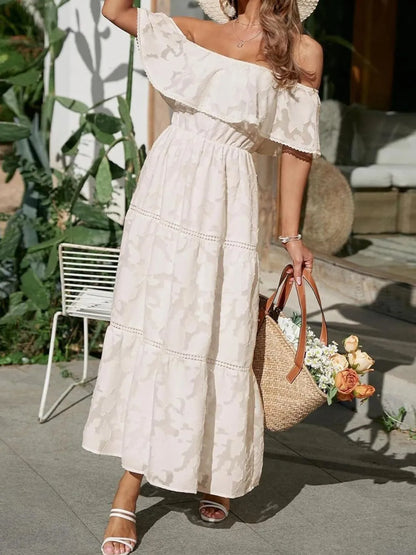 Women's Off-the-Shoulder Tiered Evening Maxi Dress