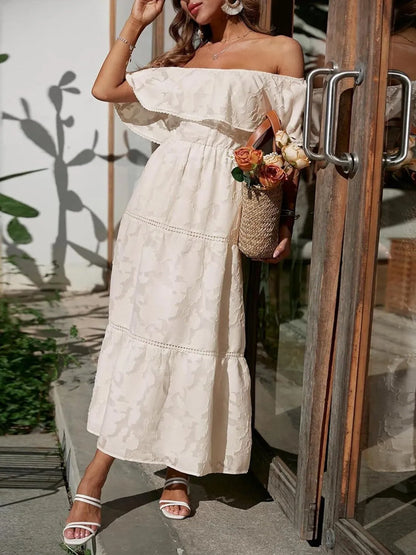 Women's Off-the-Shoulder Tiered Evening Maxi Dress