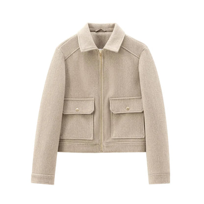 Cropped Zip-Through Bomber Jacket