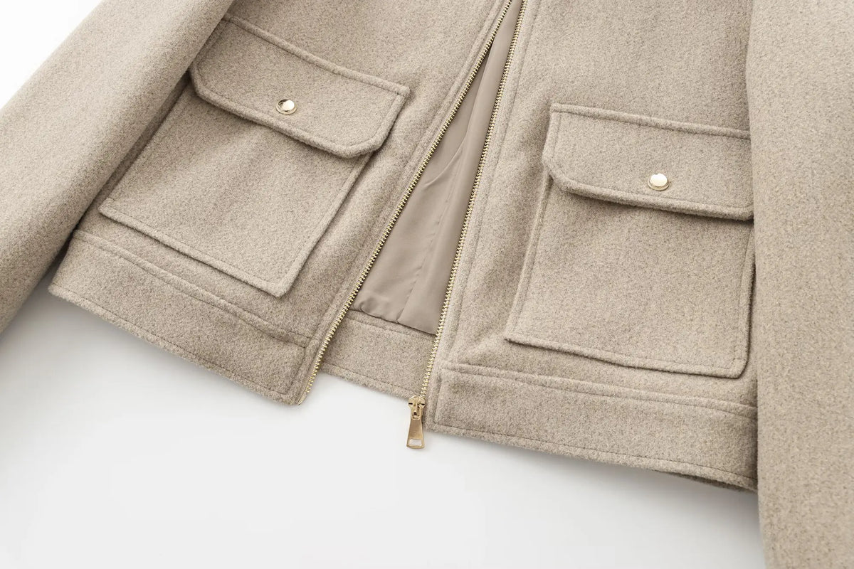 Cropped Zip-Through Bomber Jacket