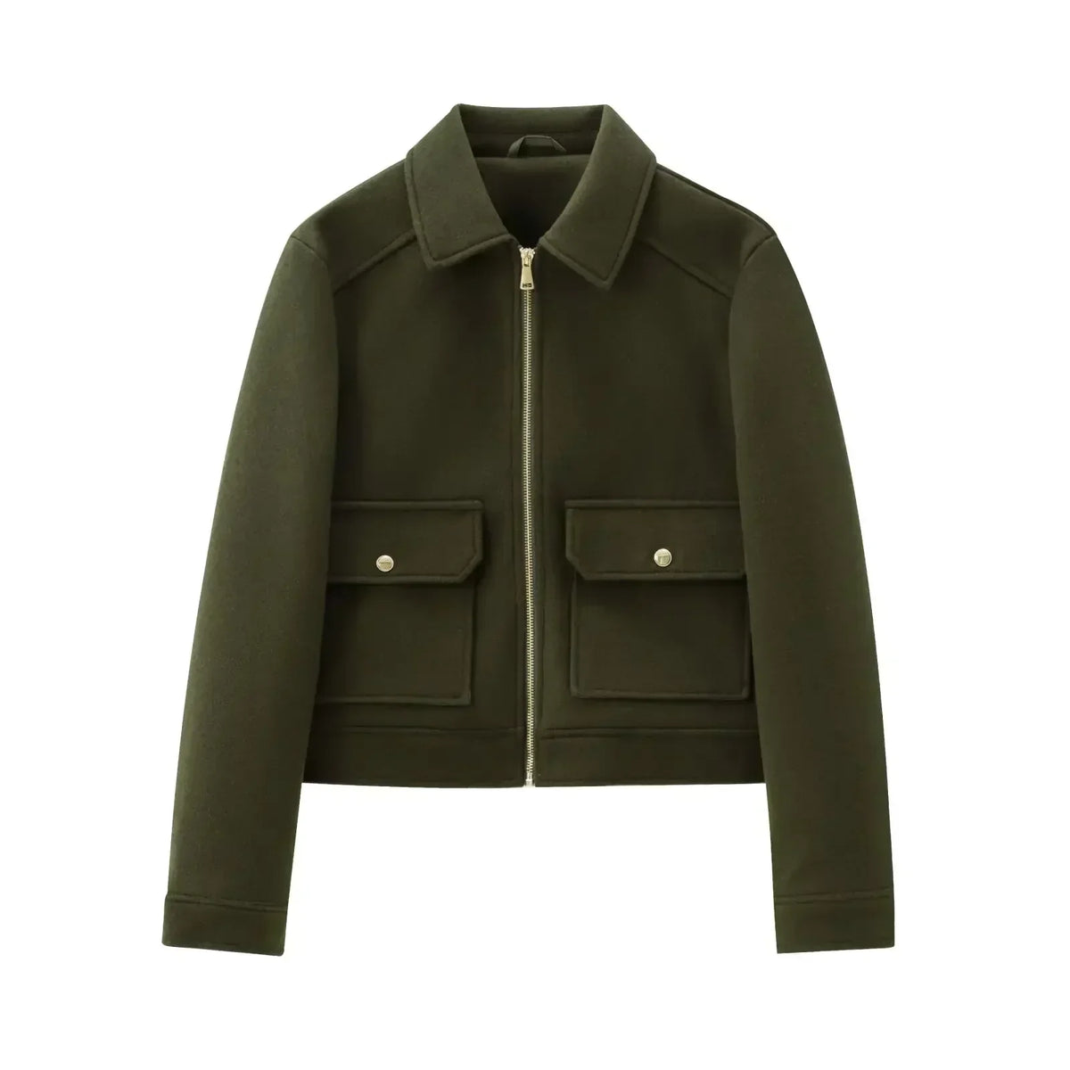 Cropped Zip-Through Bomber Jacket