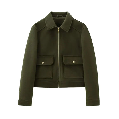 Cropped Zip-Through Bomber Jacket