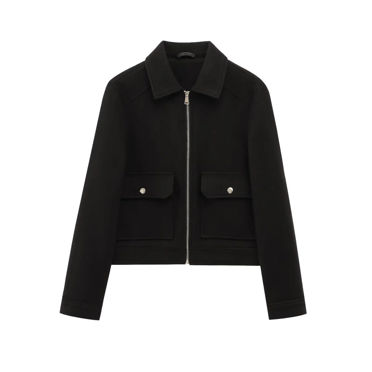 Cropped Zip-Through Bomber Jacket