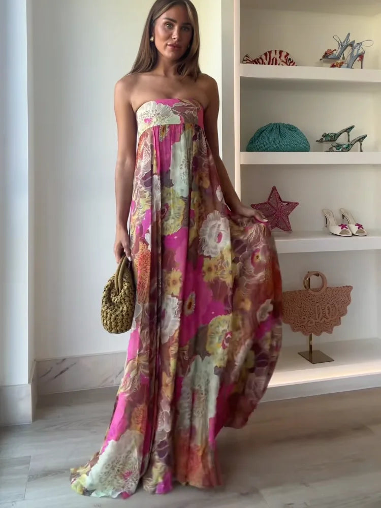 Strapless Floral Maxi Dress